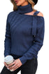 Strapped Cut Out Shoulder Turtleneck Sweater